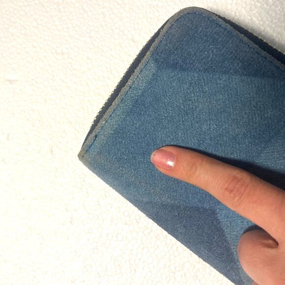 Aimee Kestenberg Denium Patchwork Zip-around Wallet Blue Leather Suede - Picture 10 of 11